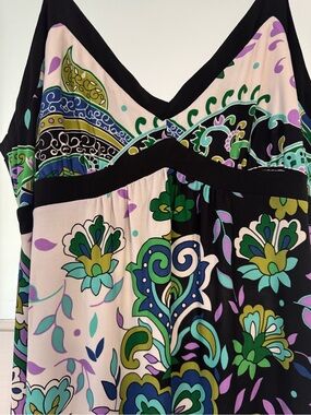 Studio by JPR Jersey Floral V-Neck Maxi Dress in Black, Green & Teal - XL